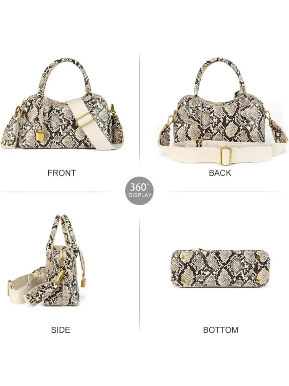 Stylish Snake Print Handbag | PU Leather Top Handle & Adjustable Shoulder Strap